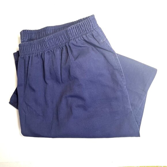 Womens Classic Fit Navy Cotton Pants Size 24T With Elastic Waist Pockets - Picture 11 of 13